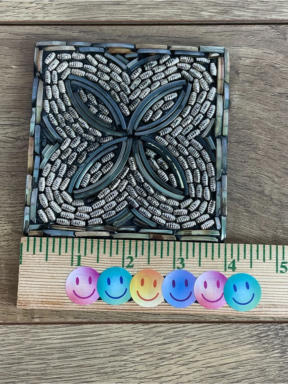 Set of 4 Pier 1 Glass Mosaic Coasters Made in India 5